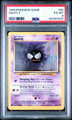 #50 GASTLY1999 Pokemon Game Base Set PSA 6 - Image 1