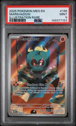 2025 POKEMON MEG EN-MEGA EVOLUTION ILLUSTRATION RARE #146 MARSHADOW PSA 9 - Image 1