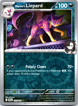 Pokemon Marnie's Liepard SV10: Destined Rivals DRI REVERSE HOLO 131/182 NM TCG - Image 1