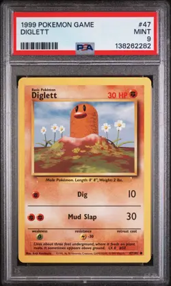 PSA 9 DIGLETT 47 BASE SET UNLIMITED POKEMON MJ - Image 1