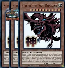 Yugioh 3x Slifer the Sky Dragon RA05-EN128 Ultra Rare 1st Ed NM - Image 1