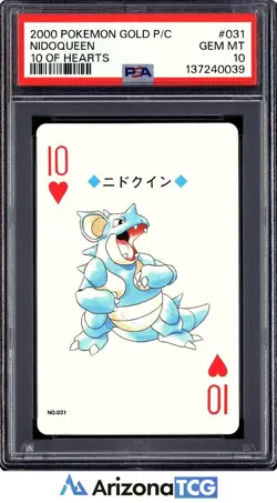 Pokemon 2000 Nidoqueen 031 10 Of Hearts Gold Playing Card Japanese GEM MT PSA 10 - Image 1