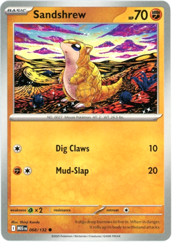 Sandshrew 068/132 - Mega Evolution - Pokemon - NM/M English - Image 1