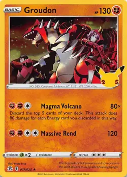 Groudon 017/025 Rare Celebrations Pokemon Near Mint - Image 1