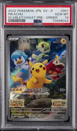2022 POKEMON JAPANESE SV PROMO SCARLET & VIOLET PRE-ORDER #001 PIKACHU PSA 10 - Image 1