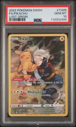 2022 POKEMON SWORD & SHIELD LOST ORIGIN #TG05 FULL ART/PIKACHU PSA 10 - Image 1