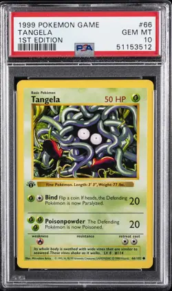 1999 POKEMON BASE SET 1ST EDITION #66 TANGELA PSA 10 - Image 1