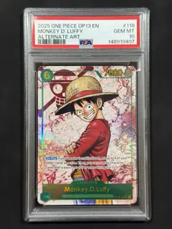2025 ONE PIECE OP13-CARRYING ON HIS WILL ALTERNATE ART MONKEY D. LUFFY PSA 10 - Image 1