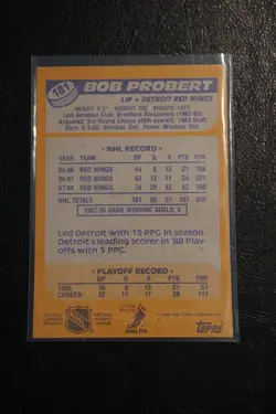 1988-89 Topps #181 Bob Probert Rookie Card RAW - Image 2