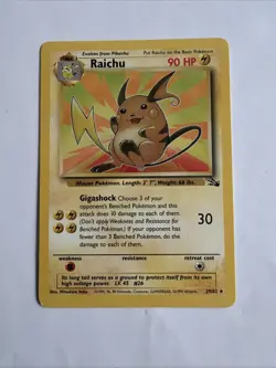 Pokemon TCG Raichu Fossil Card 29/62 Regular 1999-2000 Base Set Rare Non-Holo - Image 1