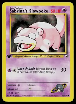 Pokemon Card - Sabrina's Slowpoke 1st Edition Gym Heroes 95/132 Common - Image 1