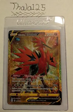 Pokemon Galarian Zapdos V 182/172 Secret Rare Full Art Holo Brilliant Stars Card - Image 1