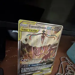 Pokemon Espeon & Deoxys GX TAG TEAM Ultra Rare Holo SM240 black star promo - Image 3