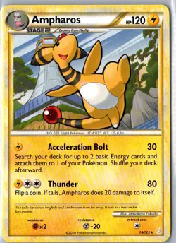 AMPHAROS 14/123 RARE HEARTGOLD & SOULSILVER POKEMON MP - Image 1