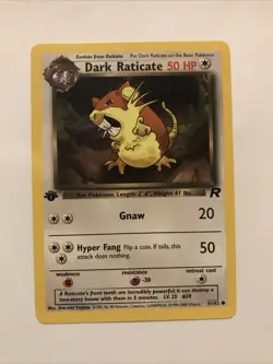 Pokemon TCG Dark Raticate 51/82 Team Rocket 1st Edition Common WOTC - Image 1