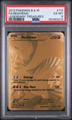 2013 Pokemon Legendary Treasures Reshiram Gold Secret Rare 114/113 PSA 6 EX - Image 1