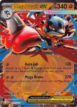 Mega Lucario EX 077/132 Double Rare Mega Evolution Pokemon Near Mint - Image 1