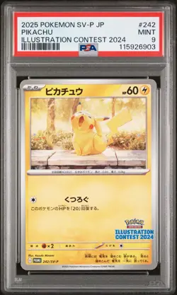 PSA 9 Pokemon Card PROMO 242/SV-P Pikachu Illustration Contest 2024 - Image 1