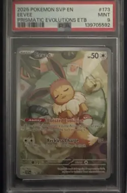 Pokemon Eevee SVP 173 PSA 9 Prismatic Evolutions ETB Promo Holo Mint Slab - Image 1