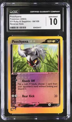CGC 10 Poochyena EX Ruby & Sapphire 64/109 Reverse Holo Pokemon Card - Image 1