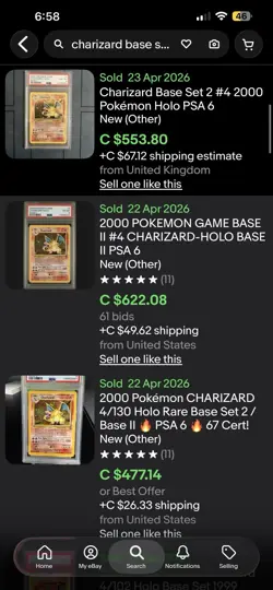 Pokemon Charizard Holo Base Set 2 PSA 6 - Image 3