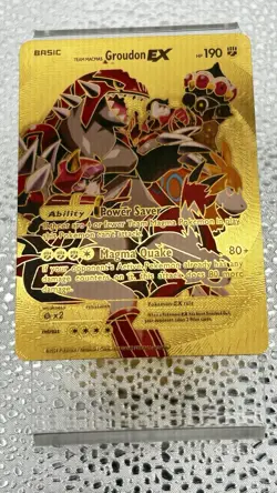 Groudon GX Gold Foil Fan Art Collector Pokemon Card Team Macmas Magma Quake - Image 1