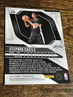 STEPHON CASTLE 2024-25 Panini Prizm Rookie #234 RC Spurs Ruby Wave Refractor - Image 2