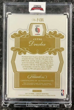 2017-18 PANINI FLAWLESS CLYDE DREXLER GAME WORN JERSEY PATCH RELIC #D 07/25 - Image 2