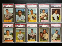 (10) dif 1954 Bowman baseball cards lot, all PSA EX 5 - NM 7, *SEWALL* - Image 1