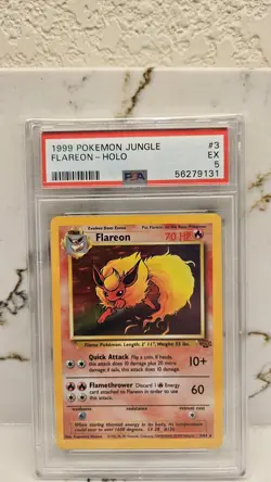 1999 Pokemon TCG Jungle Flareon Holo Rare Card 3/64 - PSA 5 Excellent - Image 1