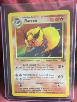 Pokemon Flareon Jungle Holo Rare 3/64 70 HP Stage 1 WOTC 1999 English Card - Image 1