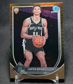 Carter Bryant Chrome Reptilian Refractor Rookie 2025-26 Bowman Card BCV-14 Spurs - Image 1