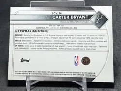 Carter Bryant Chrome Reptilian Refractor Rookie 2025-26 Bowman Card BCV-14 Spurs - Image 2