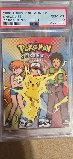 Topps 2000 Pokemon Animation Series 3 Checklist PSA 10 Hard to find - Image 1