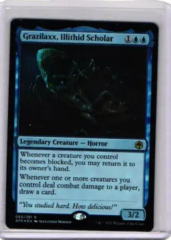 MAGIC THE GATHERING GRAZILAXX ILLITHID SCHOLAR #060 FORGOTTEN REALMS NM-MT FOIL - Image 1