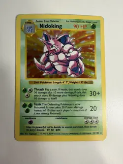 Pokemon TCG Nidoking Holo Rare Card Base Set 11/102, 1999 WOTC Vintage - Image 1