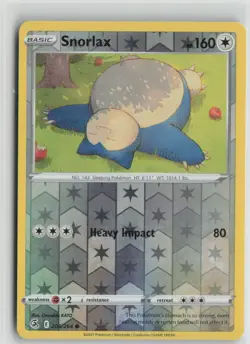 Snorlax 206/264 Common Fusion Strike Pokemon Reverse Holo Near Mint - Image 1