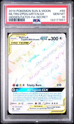 Moltres Zapdos Articuno Gx #69 2019 Pokemon SM Hidden Fates PSA 10 250001 - Image 1