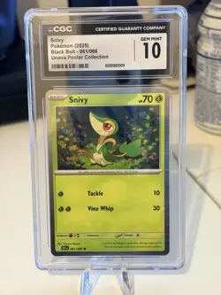 Snivy 001/086 Common SV: Black Bolt Pokemon Holo GRADED - Image 1