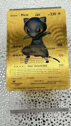 Mew GX HP 230 Psybeam/Psychic Gold Foil Fan Art Card Pokemon Card - Image 1