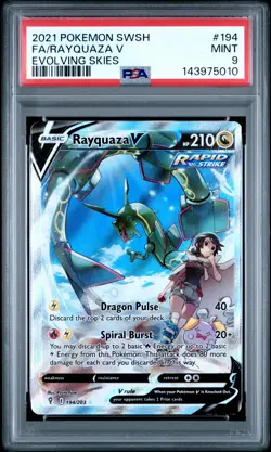 2021 POKEMON SWORD & SHIELD EVOLVING SKIES #194 FULL ART/RAYQUAZA V PSA 9 - Image 1