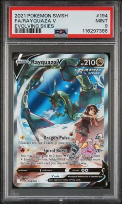 2021 POKEMON SWORD & SHIELD EVOLVING SKIES #194 FULL ART/RAYQUAZA V PSA 9 - Image 1