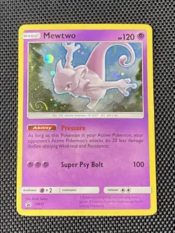 Mewtwo SM77 Galaxy Swirl Holo Black Star Promo Pokemon LP - Image 1