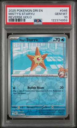 2025 POKEMON DRI EN-DESTINED RIVALS #046 MISTY'S STARYU REVERSE HOLO PSA 10 - Image 1