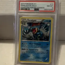 Pokemon Feraligatr Cosmos Holo XY Phantom Forces 17/119 PSA 8 Stage 2 2014 - Image 1