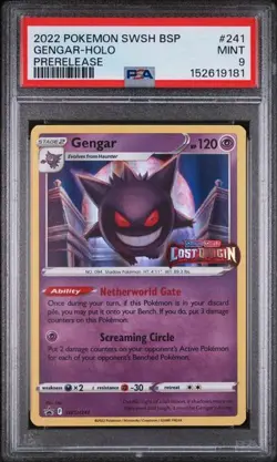 2022 POKEMON SWSH BLACK STAR PROMO #241 GENGAR-HOLO PRERELEASE PSA 9 (181 - Image 1