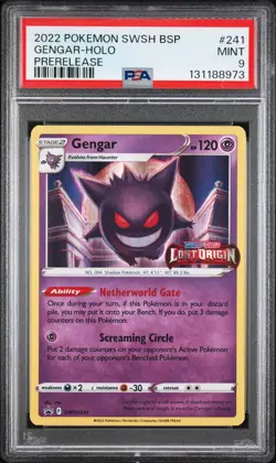 2022 POKEMON SWSH BLACK STAR PROMO PRERELEASE #241 GENGAR-HOLO PSA 9 - Image 1