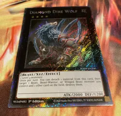 Yugioh! TCG Diamond Dire Wolf Platinum Secret Rare RA04-EN200 1st Edition NM - Image 2