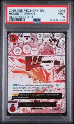2025 ONE PIECE A FIST OF DIVINE SPEED #OP11-018 HONESTY IMPACT ALT ART PSA 9 - Image 1