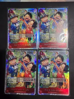 One Piece TCG OP13-007 Ace & Sabo & Luffy SR X4 Playset Card Game CCG English - Image 1